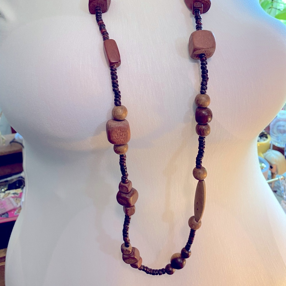 Wooden 21” necklace.